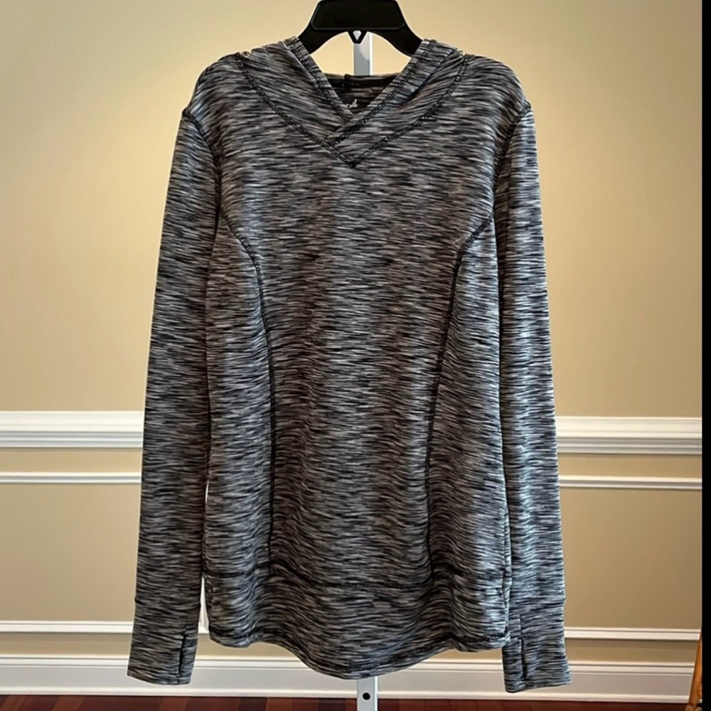 Exertek Hooded Black Gray Long Sleeve Pullover Sweatshirt Size Small